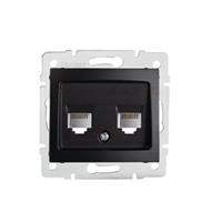DOMO   Zásuvka datová-telefonní, (RJ45Cat 5e+RJ11) - černá matná