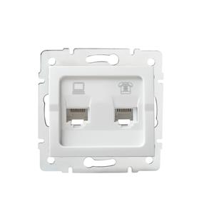 LOGI Zásuvka datová-telefonní RJ45Cat 5e + RJ11 - bílá