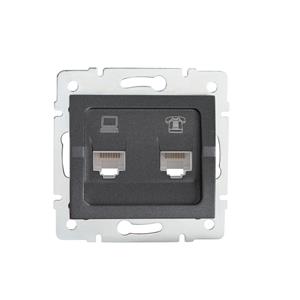 LOGI Zásuvka datová-telefonní RJ45Cat 5e + RJ11 - grafit