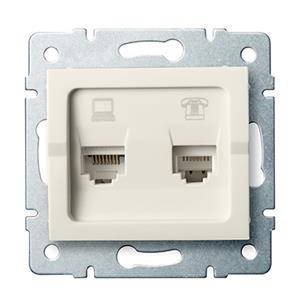 LOGI Zásuvka datová-telefonní RJ45Cat 5e + RJ11 - krémová
