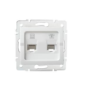 LOGI Zásuvka datová-telefonní RJ45Cat 6 + RJ11 - bílá