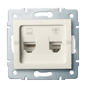 LOGI Zásuvka datová-telefonní RJ45Cat 6 + RJ11 - krémová