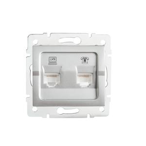 LOGI Zásuvka datová-telefonní RJ45Cat 6 + RJ11 - stříbrná